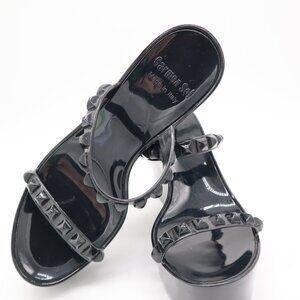 Women's Carmen Sol Tonino Jelly Wedge Studded Shoes Black Size 10